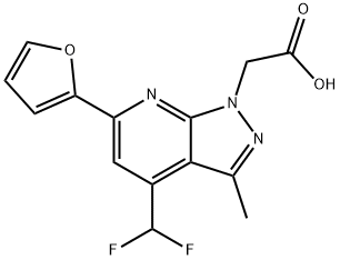 2-[4-(Difluoromethyl)-6-(2-furyl)-3-methyl-pyrazolo[3,4-b]pyridin-1-yl]acetic acid Structure