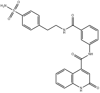 4-Quinolinecarboxamide, N-[3-[[[2-[4-(aminosulfonyl)phenyl]ethyl]amino]carbonyl]phenyl]-1,2-dihydro-2-oxo- Structure