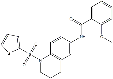 2-methoxy-N-(1-thiophen-2-ylsulfonyl-3,4-dihydro-2H-quinolin-6-yl)benzamide Structure