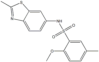 2-methoxy-5-methyl-N-(2-methyl-1,3-benzothiazol-6-yl)benzenesulfonamide Structure