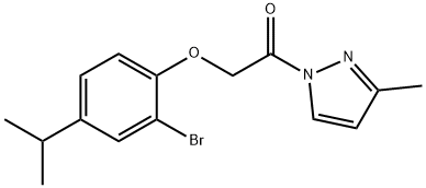 1-[(2-bromo-4-isopropylphenoxy)acetyl]-3-methyl-1H-pyrazole Structure