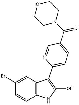(6-(5-bromo-2-hydroxy-1H-indol-3-yl)pyridin-3-yl)(morpholino)methanone 구조식 이미지