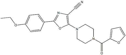 2-(4-ethoxyphenyl)-5-[4-(furan-2-carbonyl)piperazin-1-yl]-1,3-oxazole-4-carbonitrile 구조식 이미지
