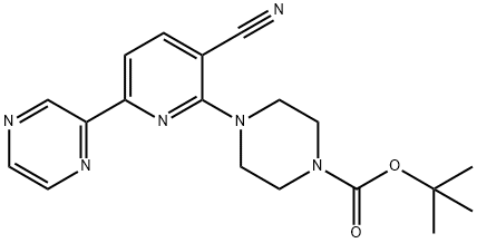 tert-butyl 4-[3-cyano-6-(pyrazin-2-yl)pyridin-2-yl]piperazine-1-carboxylate Structure