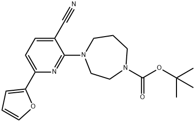 tert-butyl 4-[3-cyano-6-(furan-2-yl)pyridin-2-yl]-1,4-diazepane-1-carboxylate 구조식 이미지