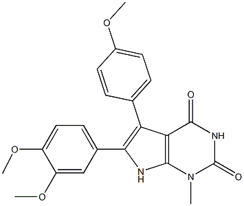 6-(3,4-dimethoxyphenyl)-5-(4-methoxyphenyl)-1-methyl-7H-pyrrolo[2,3-d]pyrimidine-2,4-dione Structure