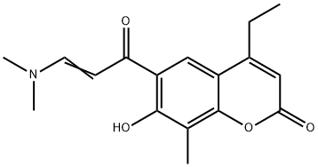 6-(3-Dimethylamino-acryloyl)-4-ethyl-7-hydroxy-8-methyl-chromen-2-one Structure