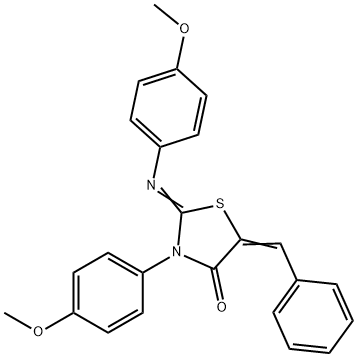 (Z)-5-((Z)-benzylidene)-3-(4-methoxyphenyl)-2-((4-methoxyphenyl)imino)thiazolidin-4-one Structure