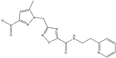 3-[(5-methyl-3-nitropyrazol-1-yl)methyl]-N-(2-pyridin-2-ylethyl)-1,2,4-oxadiazole-5-carboxamide Structure