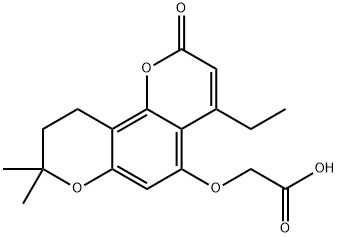 2-[(4-ethyl-8,8-dimethyl-2-oxo-9,10-dihydropyrano[2,3-h]chromen-5-yl)oxy]acetic acid Structure