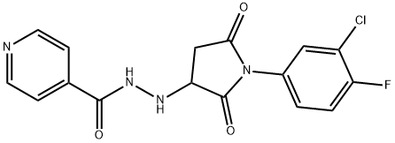 N'-[1-(3-chloro-4-fluorophenyl)-2,5-dioxopyrrolidin-3-yl]pyridine-4-carbohydrazide 구조식 이미지