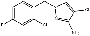 4-chloro-1-(2-chloro-4-fluorobenzyl)-1H-pyrazol-3-amine Structure