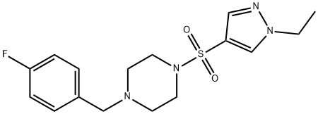 1-(1-ethylpyrazol-4-yl)sulfonyl-4-[(4-fluorophenyl)methyl]piperazine 구조식 이미지