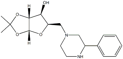 (3aR,5R,6S,6aR)-2,2-dimethyl-5-[(3-phenylpiperazin-1-yl)methyl]-tetrahydro-2H-furo[2,3-d][1,3]dioxol-6-ol 구조식 이미지
