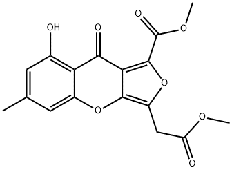 Methyl 8-hydroxy-3-(2-methoxy-2-oxoethyl)-6-methyl-9-oxo-9H-furo[3,4-b]chromene-1-carboxylate Structure