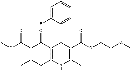 3-(2-methoxyethyl) 6-methyl 4-(2-fluorophenyl)-2,7-dimethyl-5-oxo-1,4,5,6,7,8-hexahydroquinoline-3,6-dicarboxylate 구조식 이미지