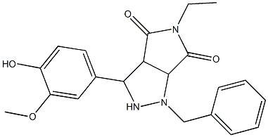 1-benzyl-5-ethyl-3-(4-hydroxy-3-methoxyphenyl)tetrahydropyrrolo[3,4-c]pyrazole-4,6(1H,5H)-dione 구조식 이미지