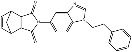 2-(1-phenethyl-1H-benzo[d]imidazol-5-yl)-3a,4,7,7a-tetrahydro-1H-4,7-methanoisoindole-1,3(2H)-dione 구조식 이미지