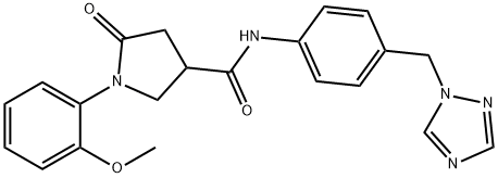 1-(2-methoxyphenyl)-5-oxo-N-[4-(1H-1,2,4-triazol-1-ylmethyl)phenyl]pyrrolidine-3-carboxamide 구조식 이미지