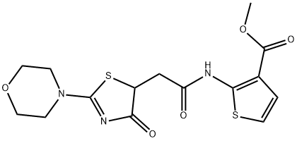 methyl 2-({[2-(morpholin-4-yl)-4-oxo-4,5-dihydro-1,3-thiazol-5-yl]acetyl}amino)thiophene-3-carboxylate 구조식 이미지