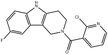 (2-chloropyridin-3-yl)(8-fluoro-1,3,4,5-tetrahydro-2H-pyrido[4,3-b]indol-2-yl)methanone 구조식 이미지