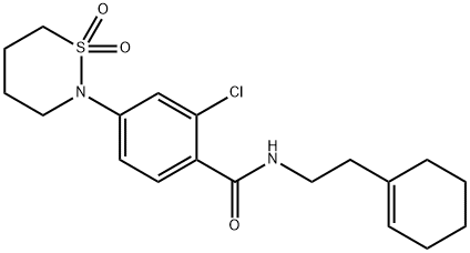 2-chloro-N-[2-(1-cyclohexen-1-yl)ethyl]-4-(1,1-dioxido-1,2-thiazinan-2-yl)benzamide Structure