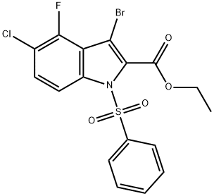 1-Benzenesulfony-3-bromo-5-chloro-4-fluoro-1H-indole-2-carboxylic acid ethyl ester 구조식 이미지