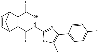 3-((5-methyl-4-(p-tolyl)thiazol-2-yl)carbamoyl)bicyclo[2.2.1]hept-5-ene-2-carboxylic acid Structure