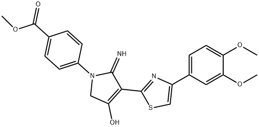 methyl 4-(3-(4-(3,4-dimethoxyphenyl)thiazol-2-yl)-4-hydroxy-2-imino-2,5-dihydro-1H-pyrrol-1-yl)benzoate Structure