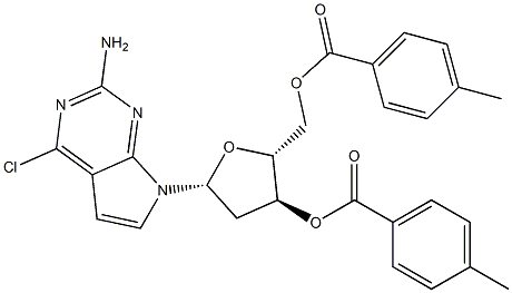 (2R,3S,5R)-5-(2-amino-4-chloro-7H-pyrrolo[2,3-d]pyrimidin-7-yl)-2-(((4-methylbenzoyl)oxy)methyl)tetrahydrofuran-3-yl 4-methylbenzoate Structure
