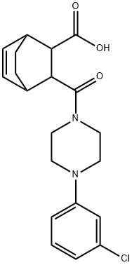3-(4-(3-chlorophenyl)piperazine-1-carbonyl)bicyclo[2.2.2]oct-5-ene-2-carboxylic acid Structure