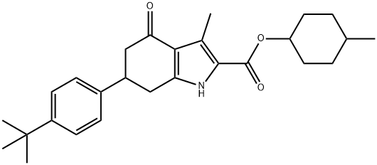 4-methylcyclohexyl 6-(4-(tert-butyl)phenyl)-3-methyl-4-oxo-4,5,6,7-tetrahydro-1H-indole-2-carboxylate Structure