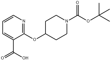2-((1-(tert-Butoxycarbonyl)piperidin-4-yl)oxy)nicotinic acid 구조식 이미지