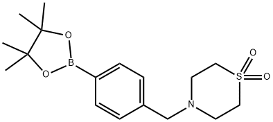 4-[4-(4,4,5,5-tetramethyl[1,3,2]dioxaborolan-2-yl)benzyl]thiomorpholine 1,1-dioxide 구조식 이미지