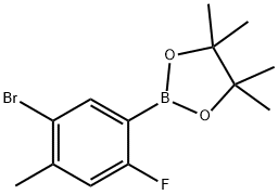 2-(5-Bromo-2-fluoro-4-methylphenyl)-4,4,5,5-tetramethyl-1,3,2-dioxaborolane 구조식 이미지