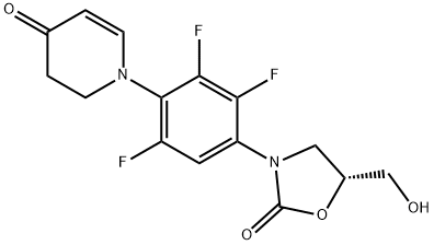 (R)-5-(hydroxymethyl)-3-(2,3,5-trifluoro-4-(4-oxo-3,4-dihydropyridin-1(2H)-yl)phenyl)oxazolidin-2-one 구조식 이미지