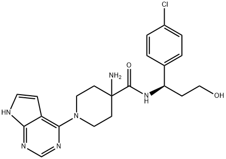 (R)-4-amino-N-(1-(4-chlorophenyl)-3-hydroxypropyl)-1-(7H-pyrrolo[2,3-d]pyrimidin-4-yl)piperidine-4-carboxamide Structure