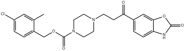 4-Chloro-2-methylbenzyl 4-(3-oxo-3-(2-oxo-2,3-dihydrobenzo[d]oxazol-6-yl)propyl)piperazine-1-carboxylate 구조식 이미지