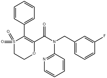 N-(3-fluorobenzyl)-3-phenyl-N-(pyridin-2-yl)-5,6-dihydro-1,4-oxathiine-2-carboxamide 4,4-dioxide 구조식 이미지