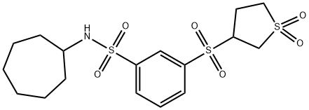 N-cycloheptyl-3-[(1,1-dioxidotetrahydro-3-thienyl)sulfonyl]benzenesulfonamide 구조식 이미지