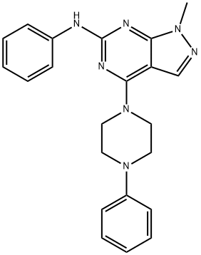 1-methyl-N-phenyl-4-(4-phenylpiperazin-1-yl)-1H-pyrazolo[3,4-d]pyrimidin-6-amine Structure