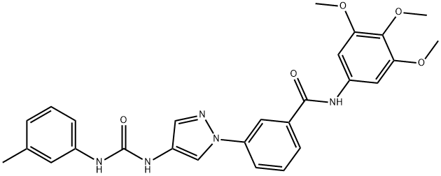 3-[4-[[[(3-Methylphenyl)amino]carbonyl]amino]-1H-pyrazol-1-yl]-N-(3,4,5-trimethoxyphenyl)-benzamide Structure