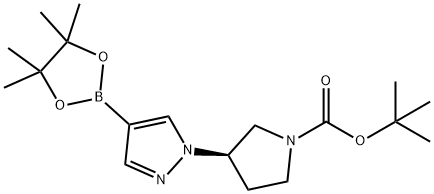 tert-butyl (3R)-3-[4-(tetramethyl-1,3,2-dioxaborolan-2-yl)-1H-pyrazol-1-yl]pyrrolidine-1-carboxylate Structure