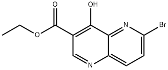 6-Bromo-4-hydroxy-[1,5]naphthyridine-3-carboxylic acid ethyl ester 구조식 이미지