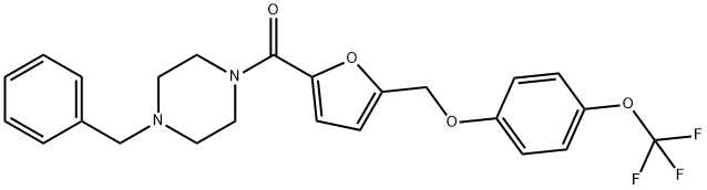 (4-benzylpiperazin-1-yl)(5-{[4-(trifluoromethoxy)phenoxy]methyl}furan-2-yl)methanone 구조식 이미지