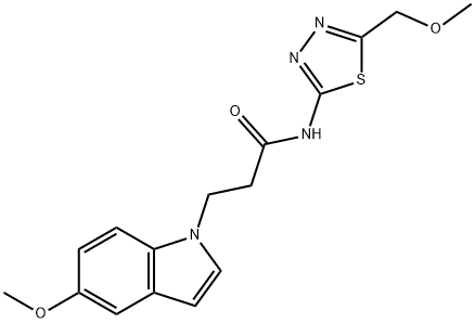 3-(5-methoxy-1H-indol-1-yl)-N-[(2E)-5-(methoxymethyl)-1,3,4-thiadiazol-2(3H)-ylidene]propanamide 구조식 이미지