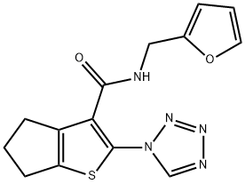 N-(furan-2-ylmethyl)-2-(1H-tetrazol-1-yl)-5,6-dihydro-4H-cyclopenta[b]thiophene-3-carboxamide 구조식 이미지