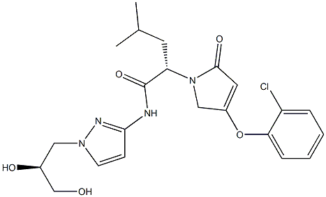 (S)-2-(4-(2-chlorophenoxy)-2-oxo-2,5-dihydro-1H-pyrrol-1-yl)-N-(1-((S)-2,3-dihydroxypropyl)-1H-pyrazol-3-yl)-4-methylpentanamide Structure
