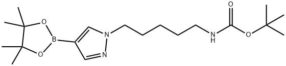 tert-butyl 5-(4-(4,4,5,5-tetramethyl-1,3,2-dioxaborolan-2-yl)-1H-pyrazol-1-yl)pentylcarbamate Structure