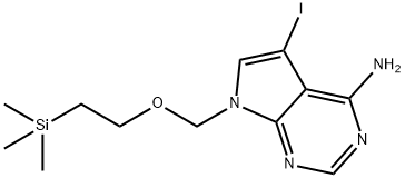 5-iodo-7-((2-(trimethylsilyl)ethoxy)methyl)-7H-pyrrolo[2,3-d]pyrimidin-4-amine Structure